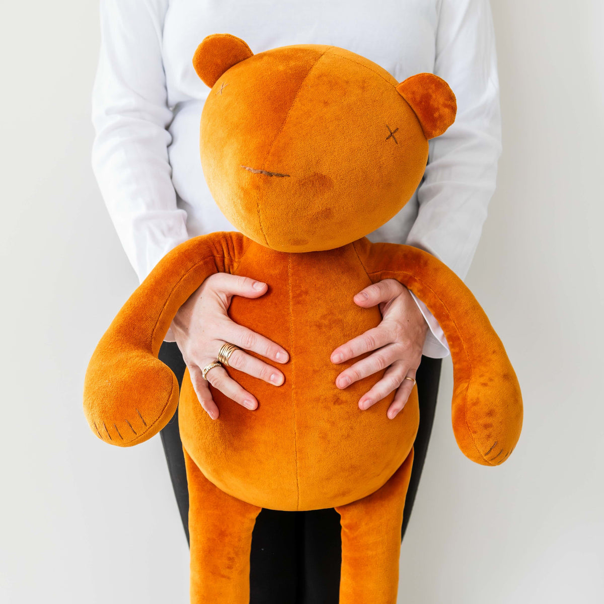 Jermaine the XXL stuffed teddy bear plush, lifestyle scale photo