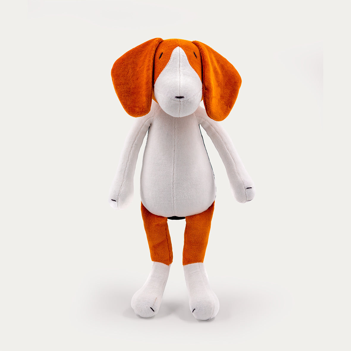 Barry the stuffed beagle plush, standing front view