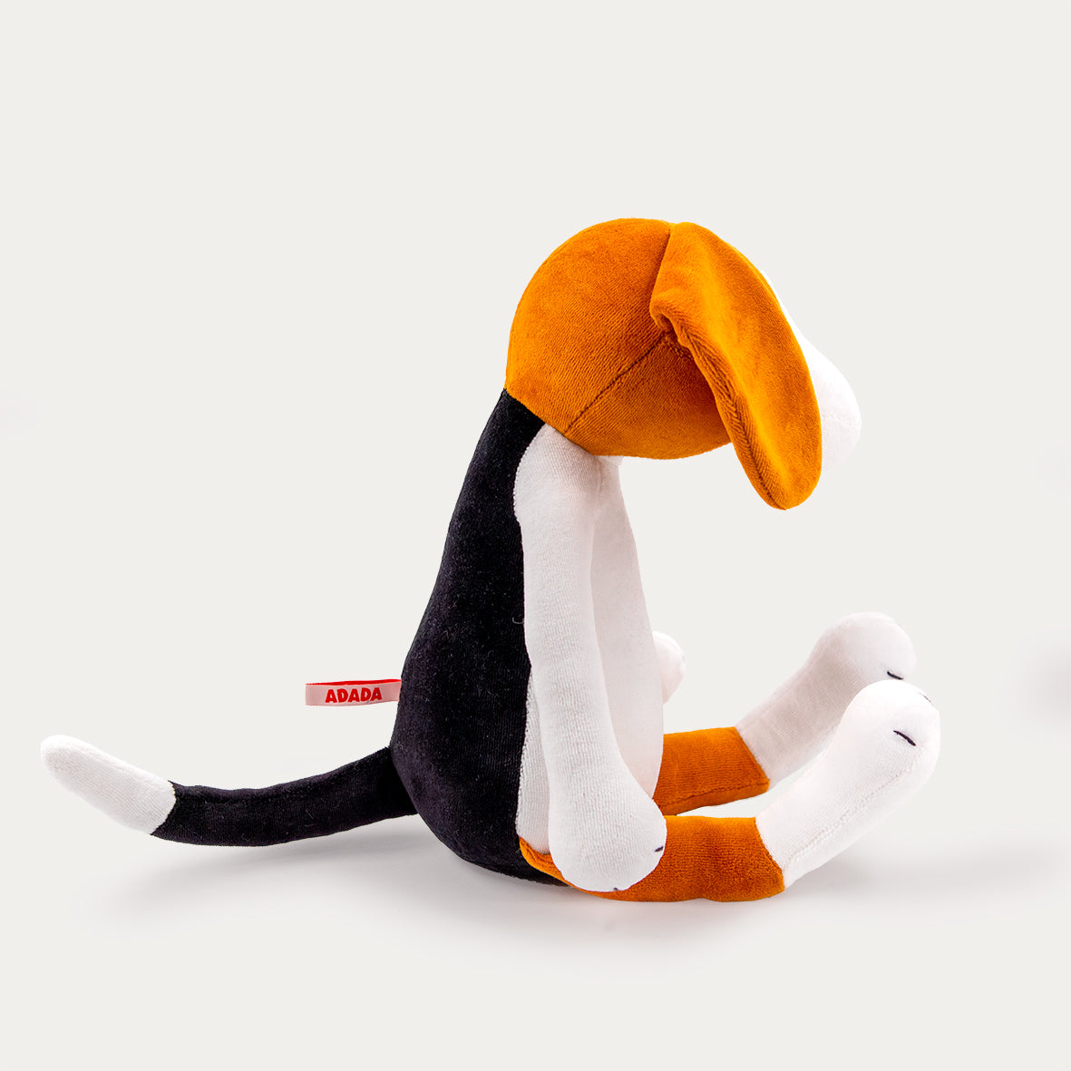 Barry the stuffed beagle plush, side profile view