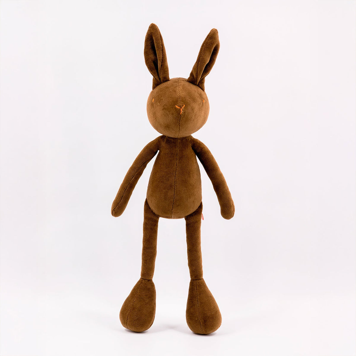 Daniel the stuffed rabbit plush, brown, standing front view