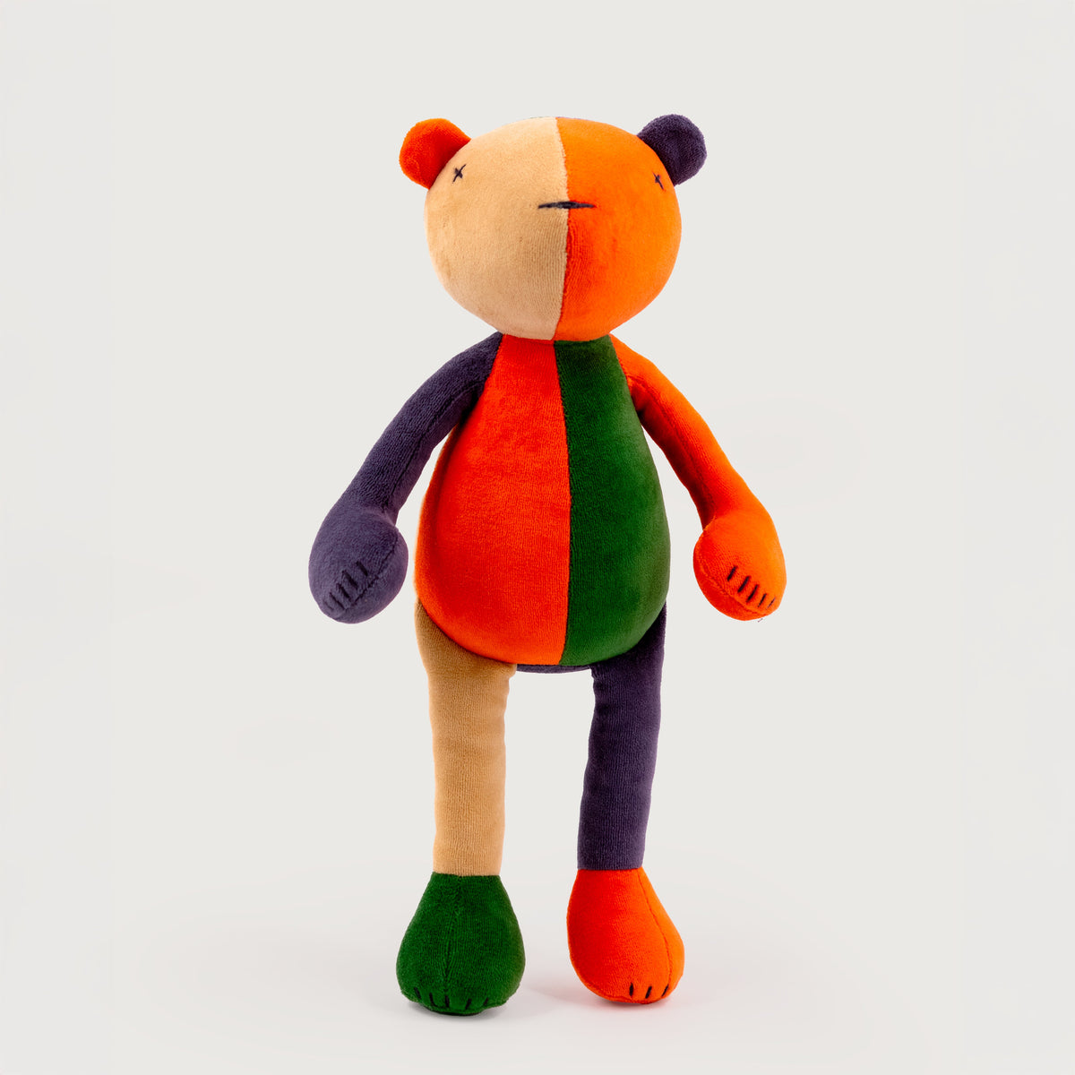 Jermaine the stuffed teddy bear plush, multicolor, standing front view