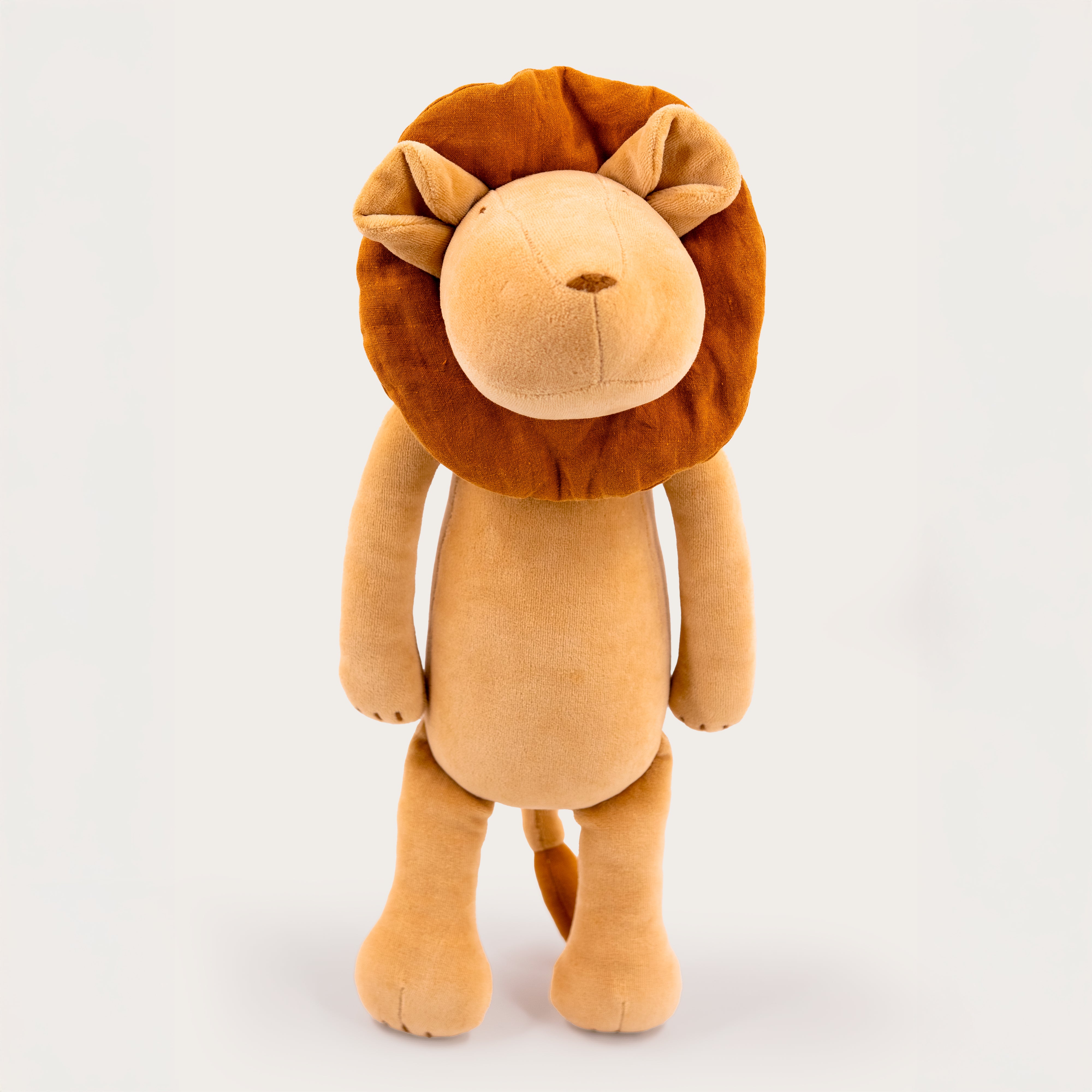 Louis the stuffed lion plush, standing front view