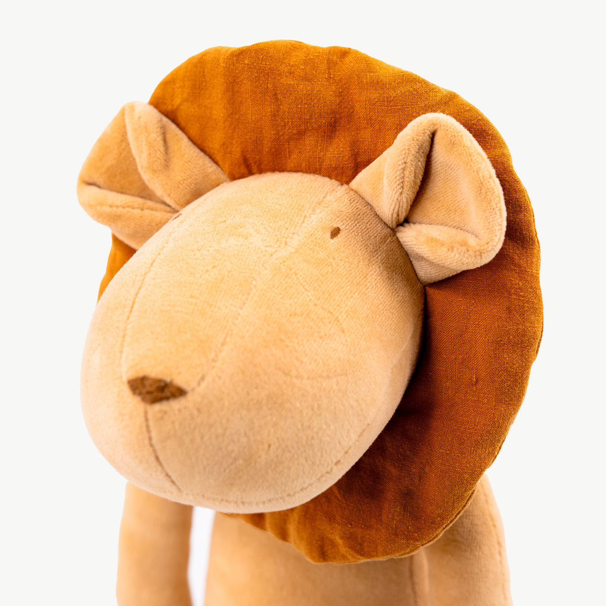 Close-up detail of Louis the stuffed lion plush mane