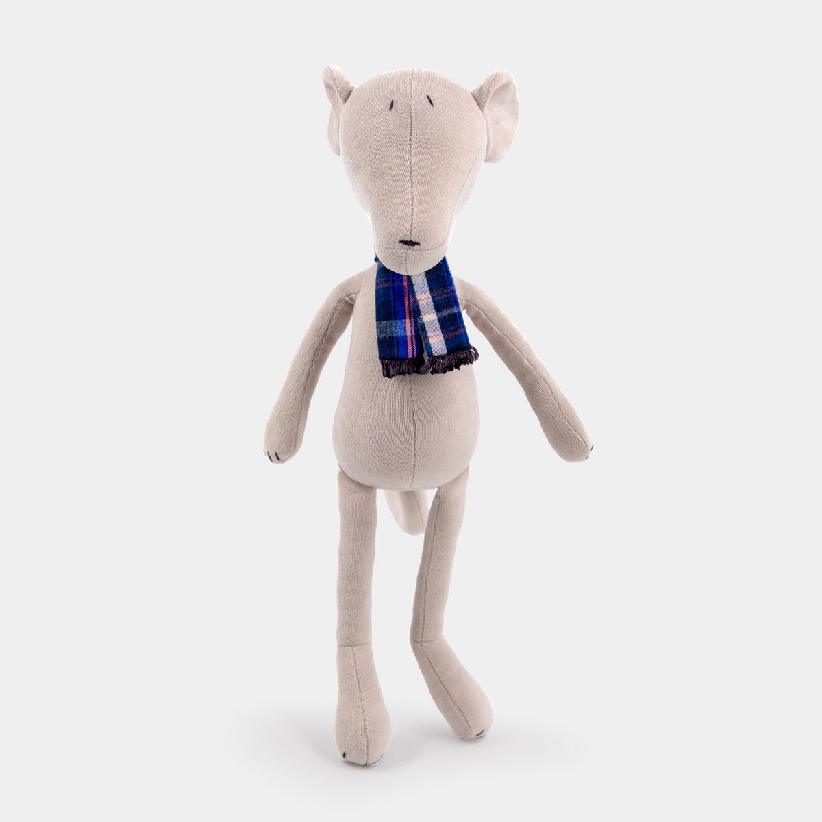Artie the stuffed greyhound plush, standing front view