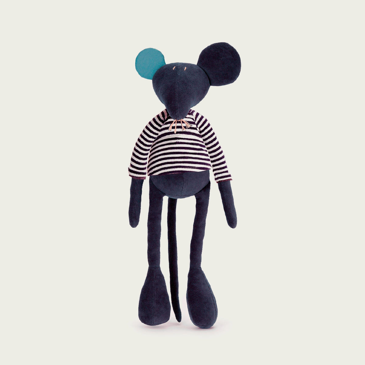 Hector the stuffed mouse plush, midnight blue, wearing spring dress