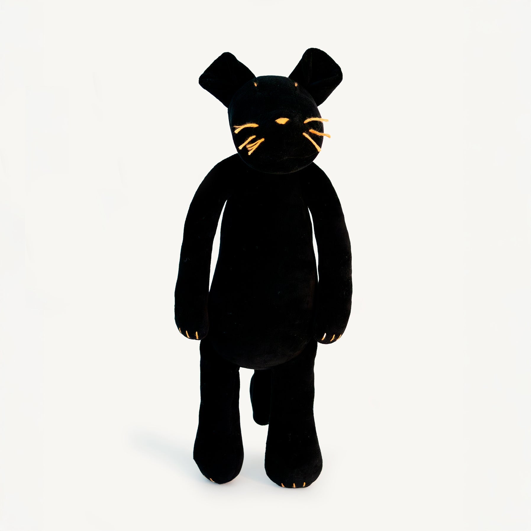 Indira the stuffed panther plush, front view