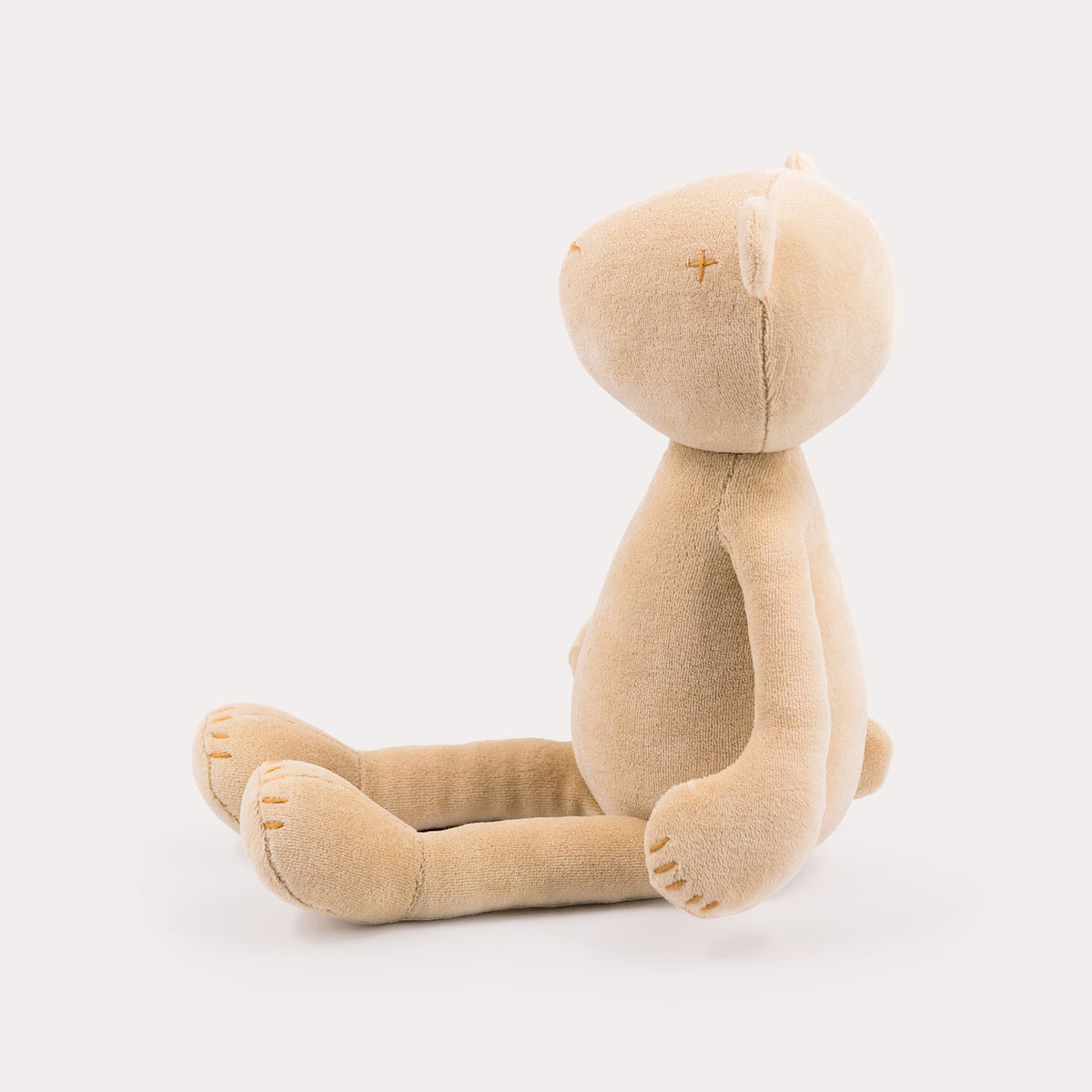 Stuffed teddy bear plush Jermaine, beige, side view