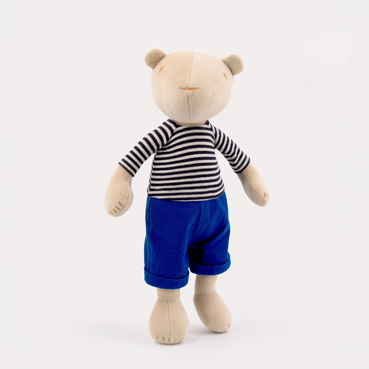 Stuffed teddy bear plush Jermaine, tobacco brown, side view
