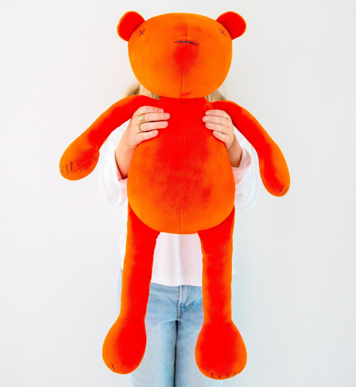 Jermaine the XXL stuffed teddy bear plush, orange, additional view