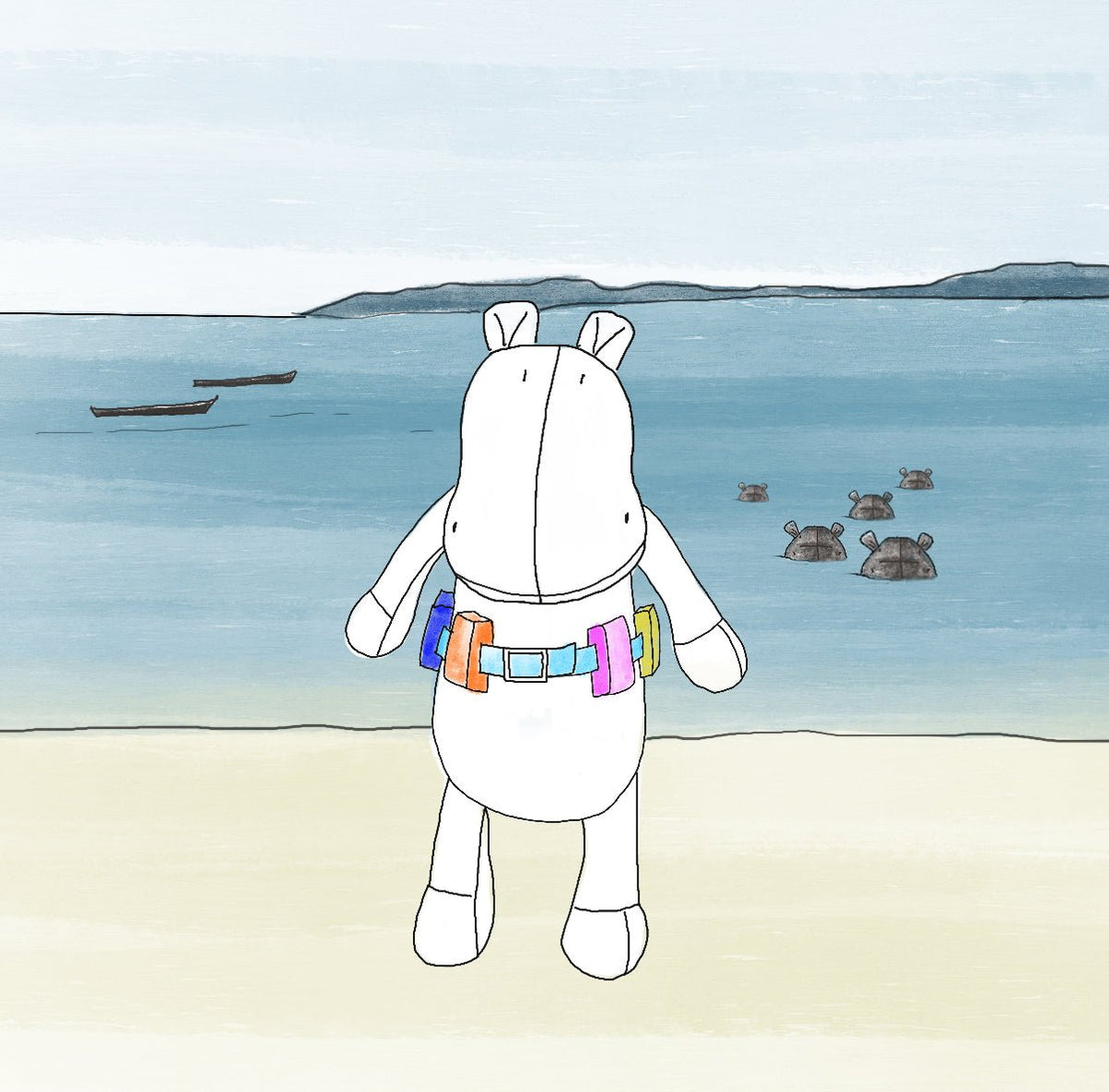 Momo the stuffed hippo plush, additional view