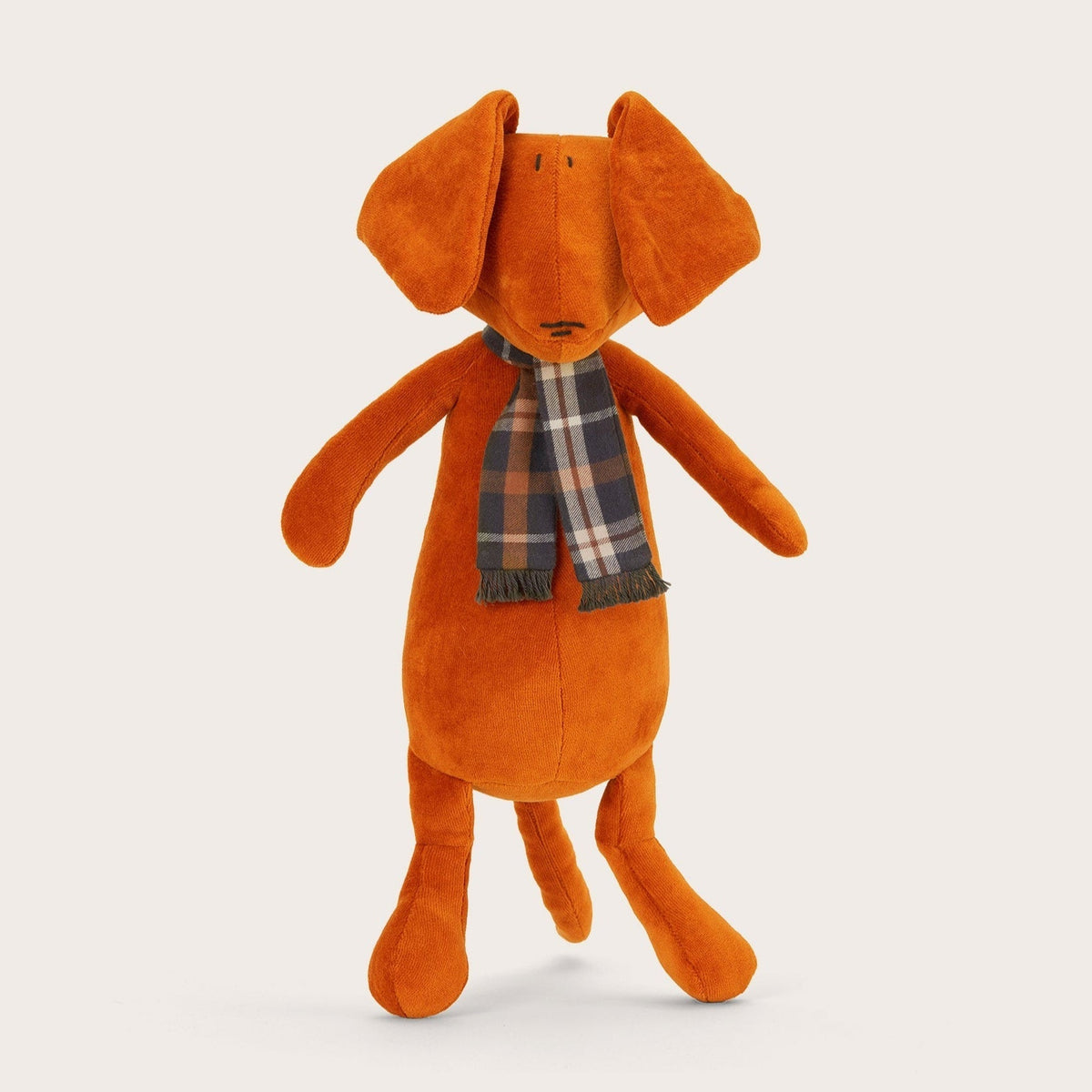 Stuffed dachshund plush Scott, tobacco grey-brown coloring