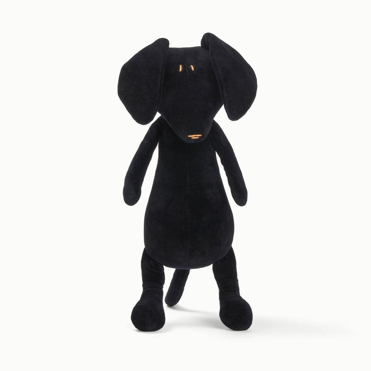Stuffed dachshund plush Scott, black, full body view