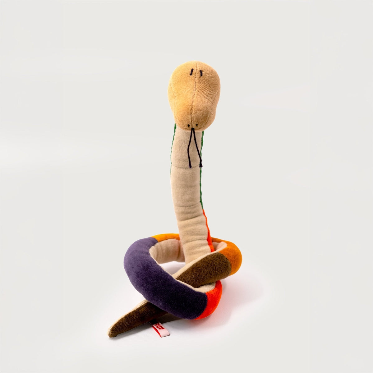 Ziggy the stuffed snake plush, full length view