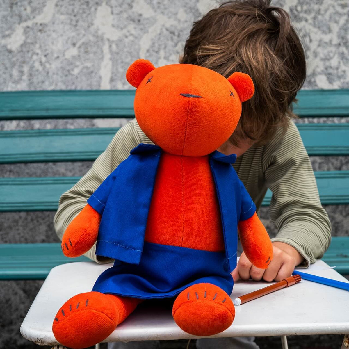 Stuffed teddy bear plush Jermaine, orange, no accessories