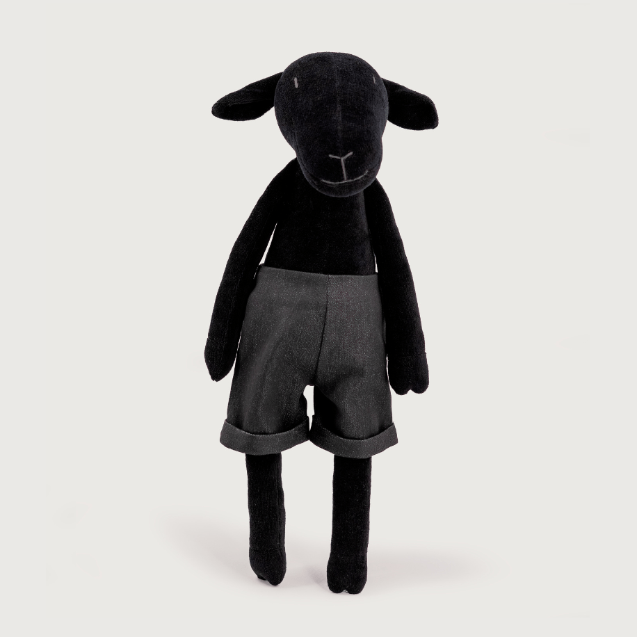 Maia the stuffed sheep plush, close-up detail